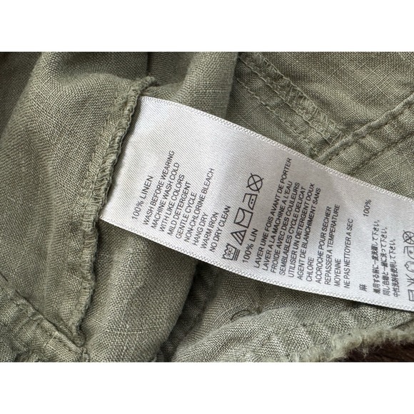 TOMMY BAHAMA TWO PALMS 100% LINEN RAW EDGE BUTTON UP JACKET OLIVE GREEN SMALL - Picture 8 of 8
